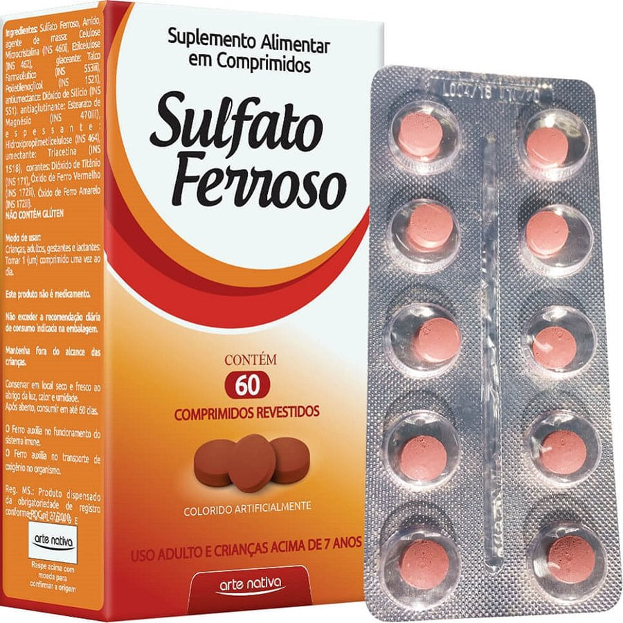 Sulfato Ferroso 29Mg Arte Nativa 60 Comprimidos