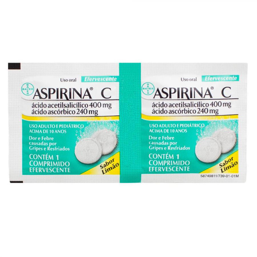 Analgésico Aspirina C Efervescente Sabor Limão 2 Comprimido