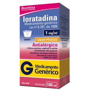 Loratadina 1mg/ml Xarope Antialérgico 100ml