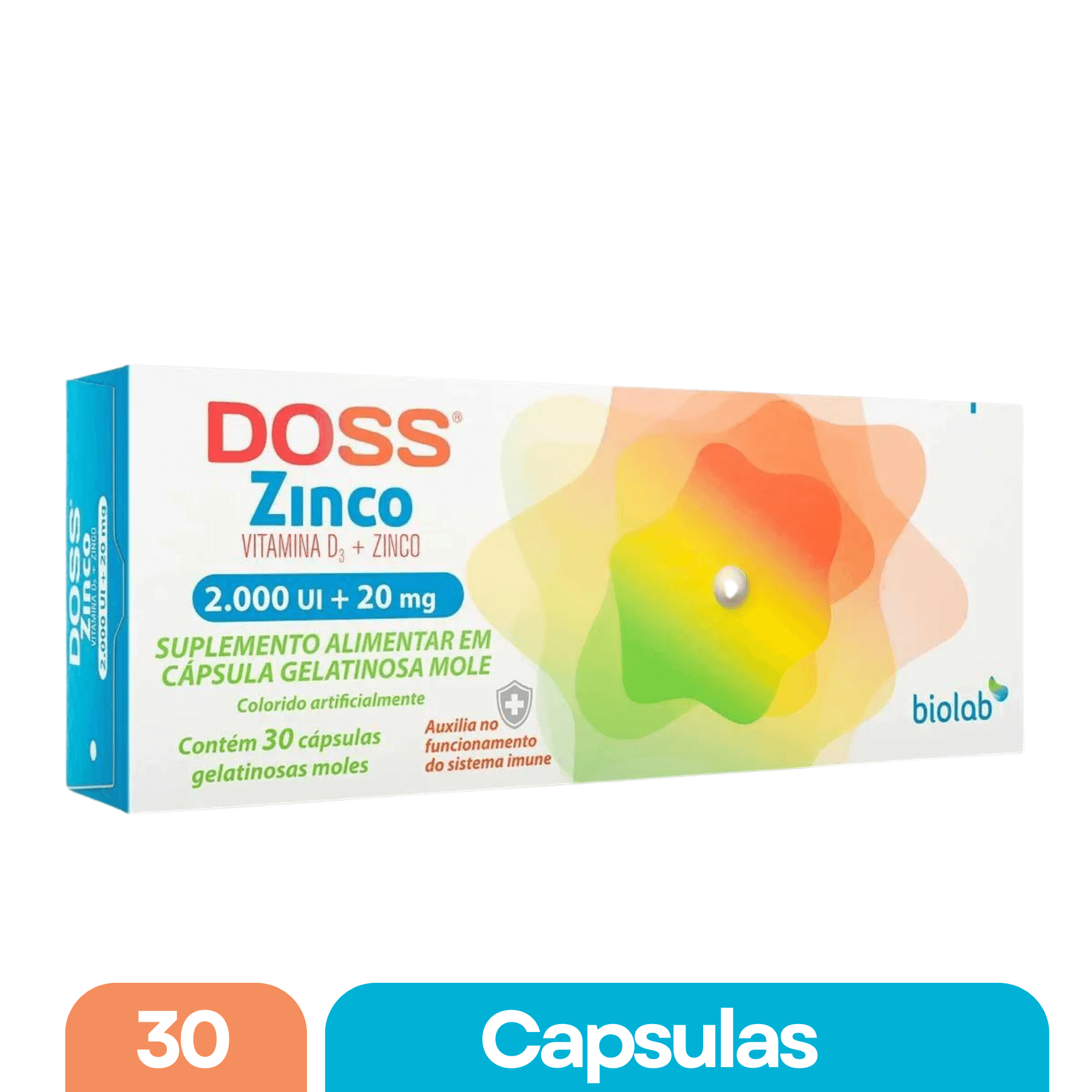 Doss Vitamina D3 2.000UI + Zinco 20mg Zinco 30 cápsulas