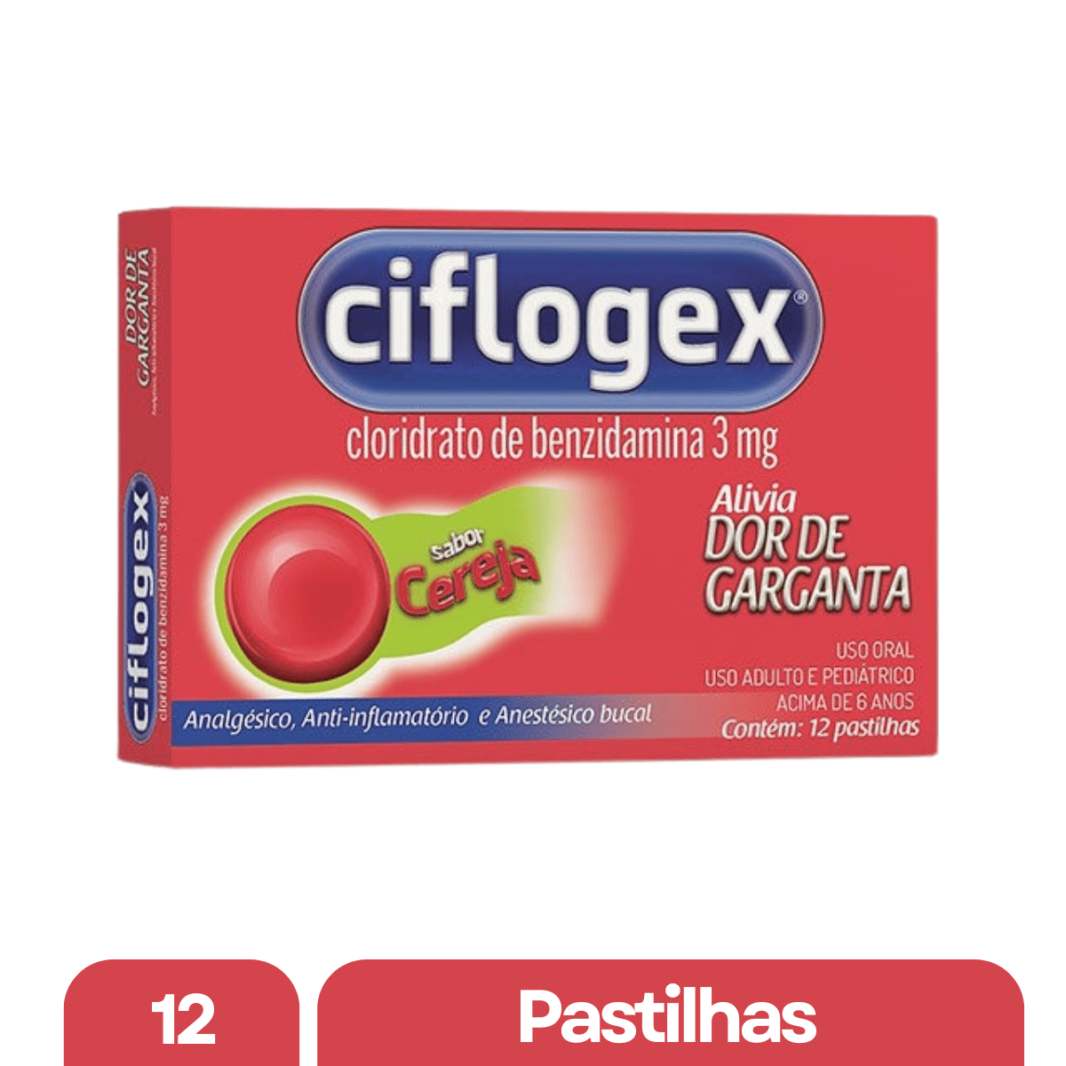 Pastilhas Ciflogex Sabor Cereja 12 Pastilhas