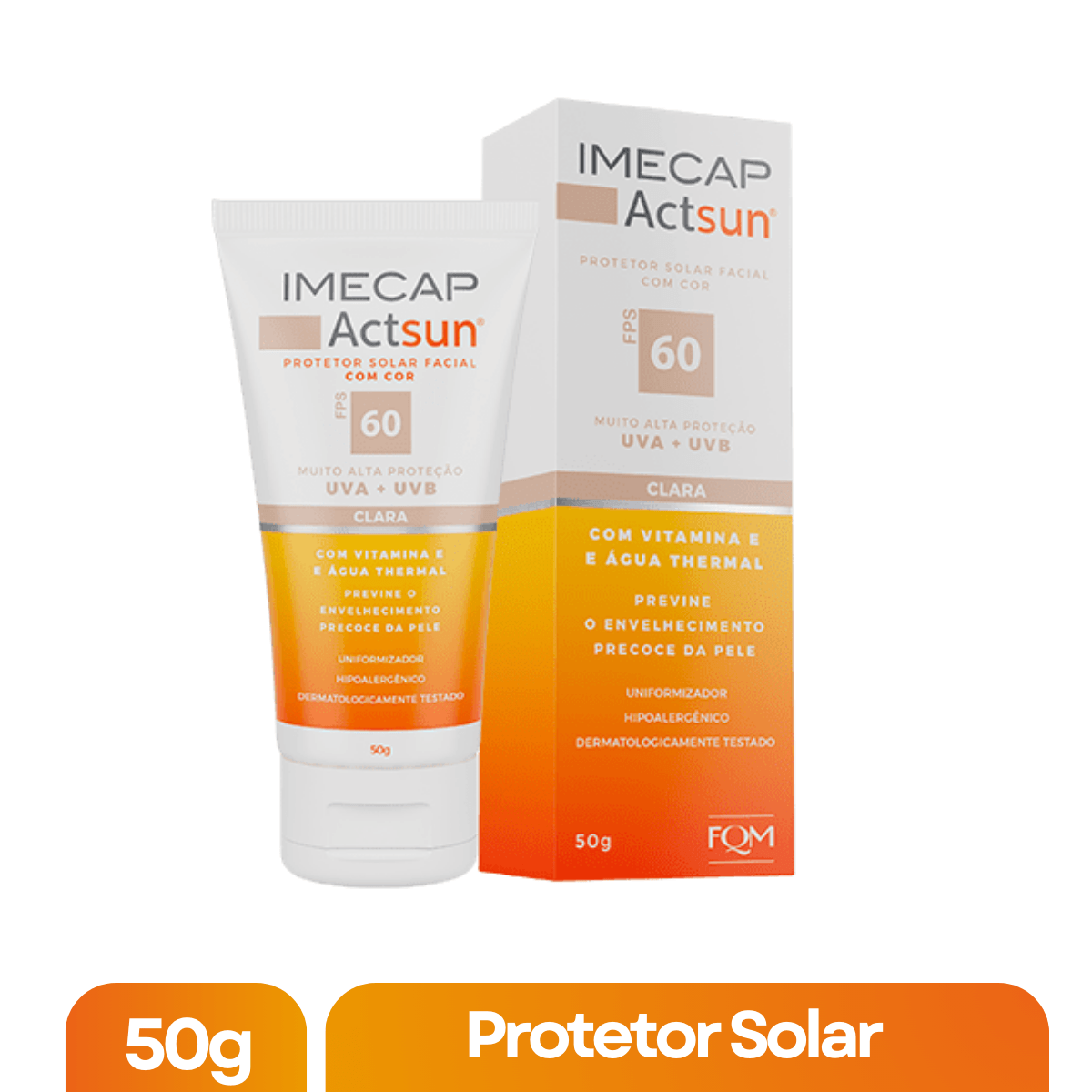 Protetor Solar Facial Imecap Actsun FPS 60 Cor Clara 50g