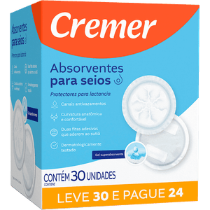 Absorventes para Seios Cremer com 30 Unidades