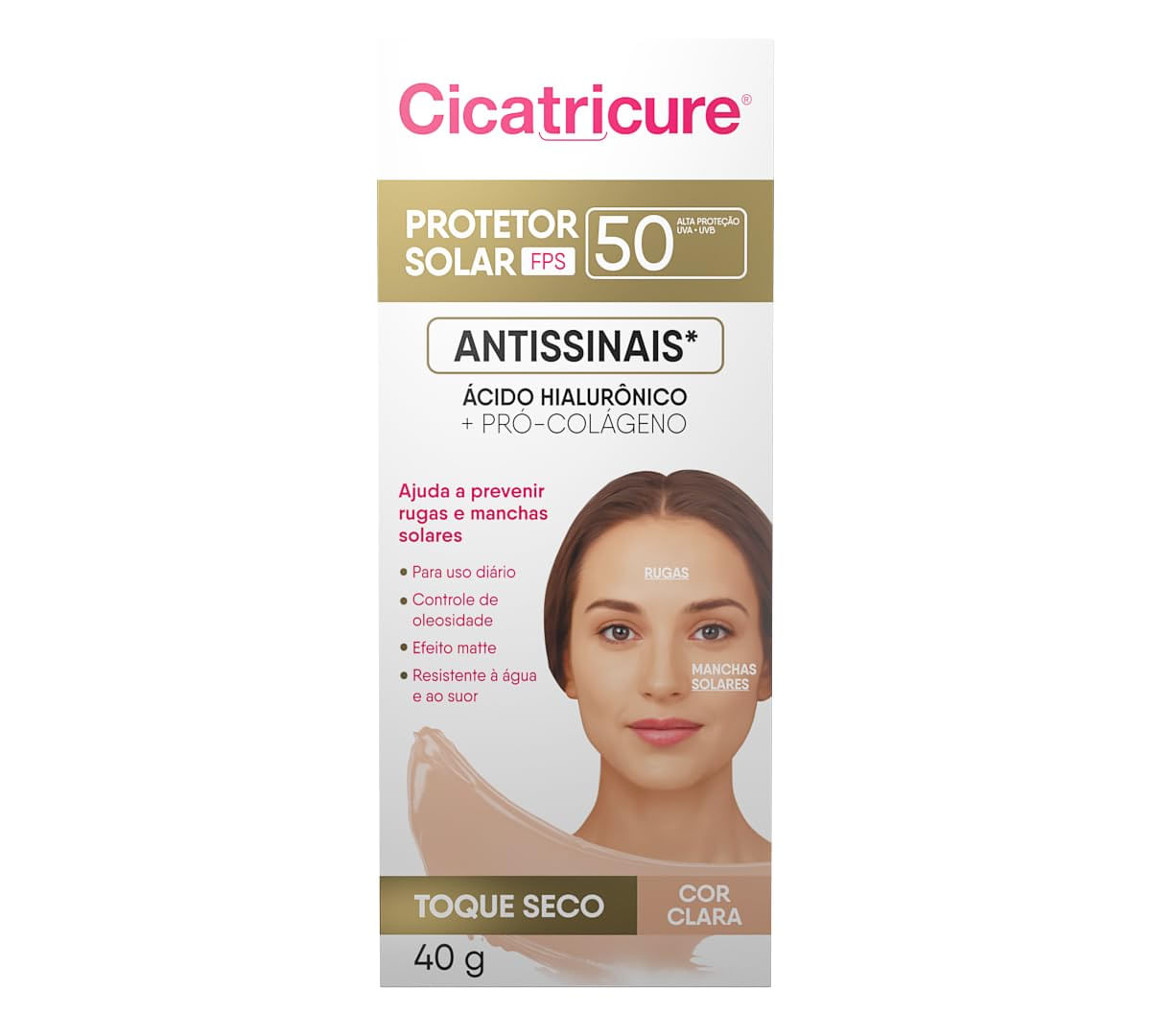 Protetor Solar Antissinais Cicatricure FPS 50 Cor Clara 40g