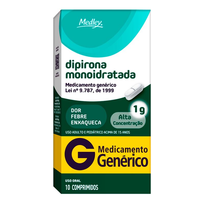Dipirona-Monoidratada-1g-Medley-com-10-Comprimidos