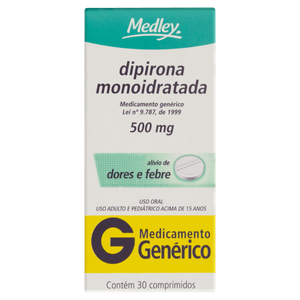 Dipirona Monoidratada 500mg Medley 30 comprimidos