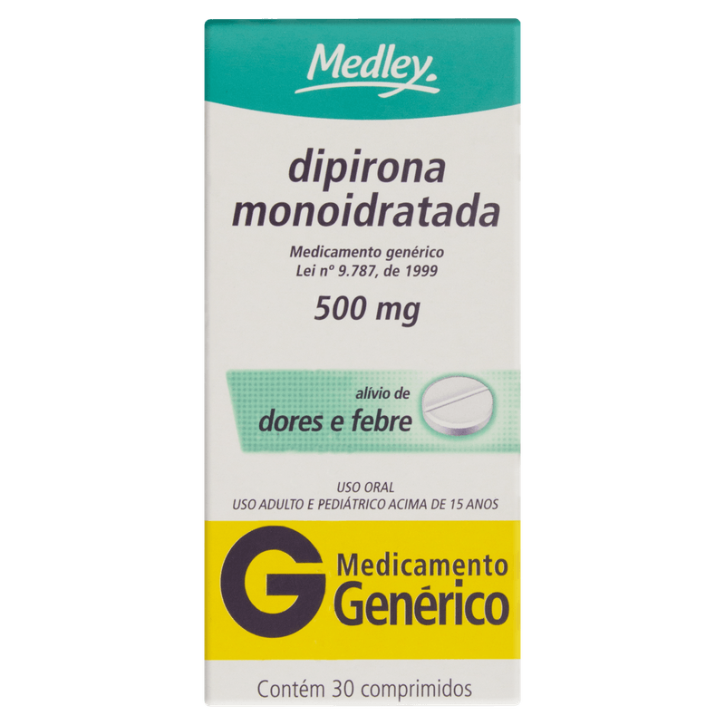 Dipirona-Monoidratada-500mg-Medley-30-comprimidos