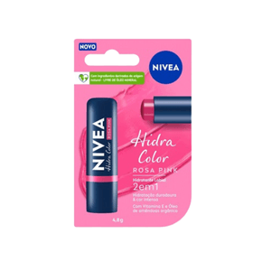 Hidratante Labial Nivea Hidra Color Rosa Pink 4,8g
