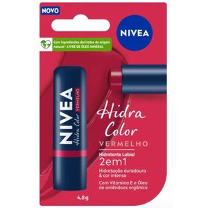 Hidratante Labial Nivea Hidra Color Vermelho 2 em 1 com 4,8g