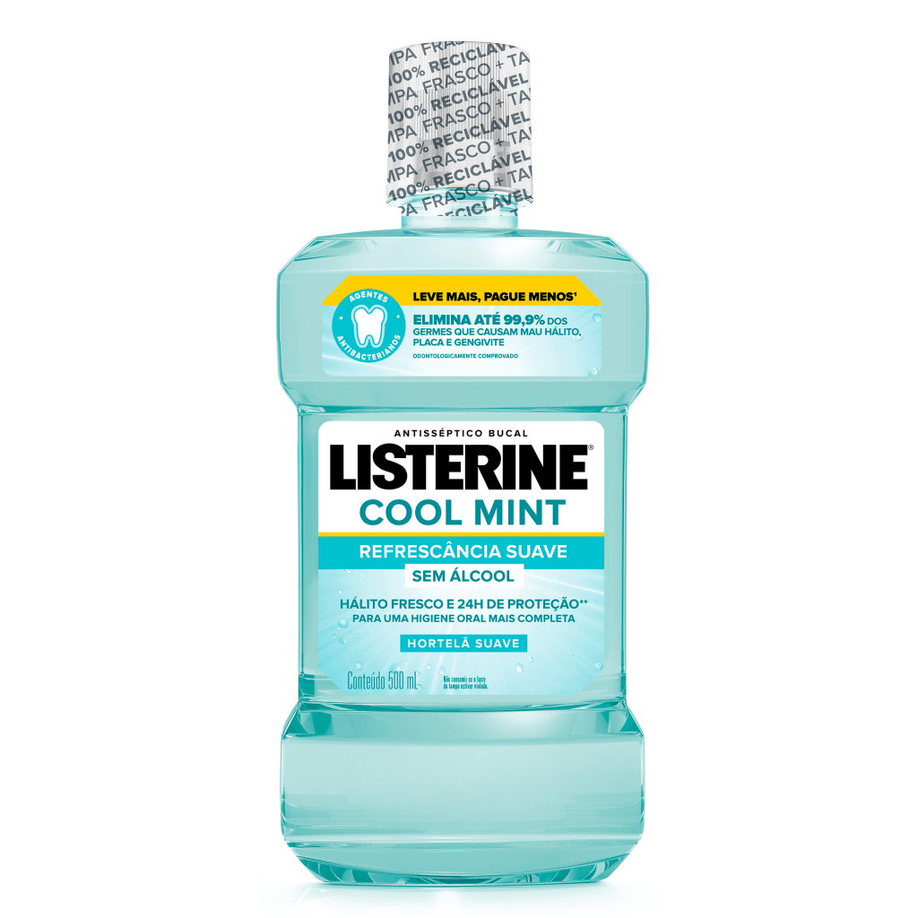 Listerine Cool Mint Refrescância Suave Sem Álcool 500ml