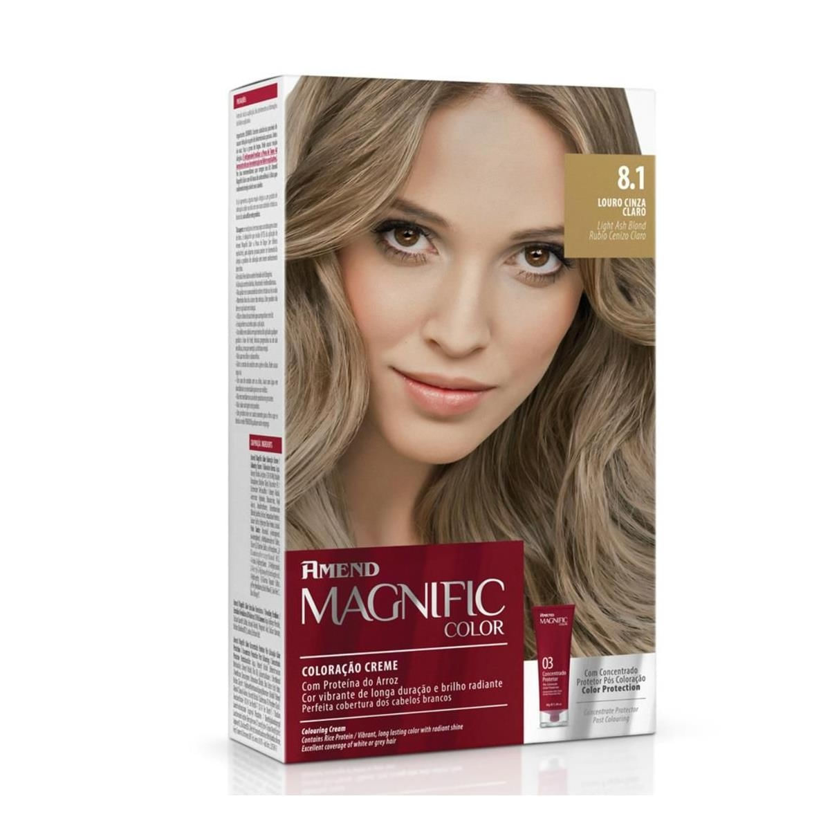 Coloração Creme Magnific Color 8.1 Louro Cinza Claro Amend