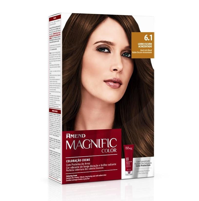 Coloração Creme Magnific Color 6.1 Louro Escuro Acinzentado Amend