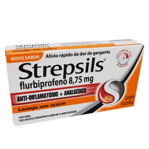 Strepsils Sabor Laranja Sem Açúcar 8 Pastilhas