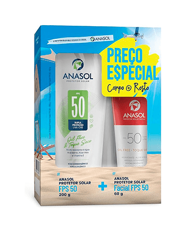 Kit Protetor Solar Anasol FPS 50 200g + Facial FPS 50 60g