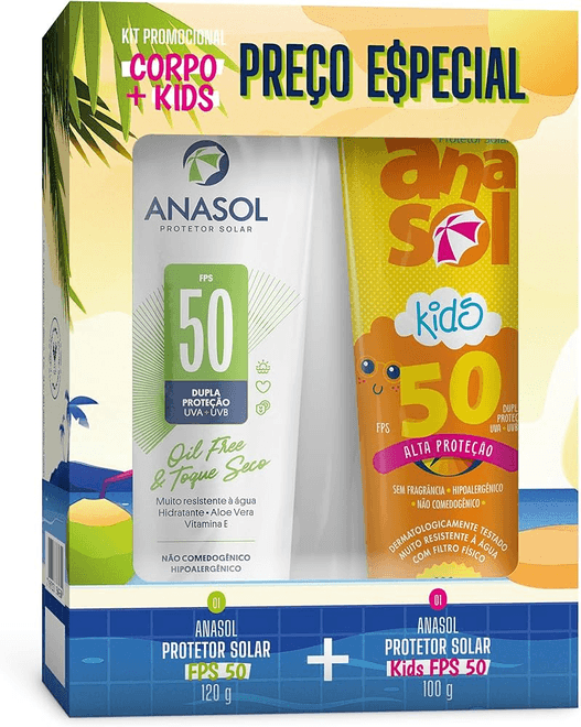Kit-Protetor-Solar-Corporal-Infantil-FPS-50-Anasol-120g-100g