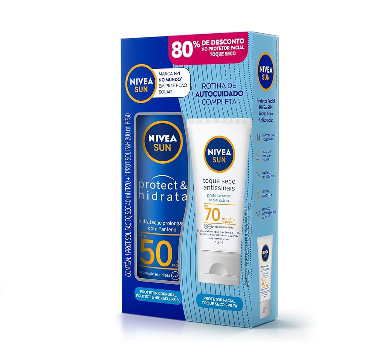 Kit Nivea Sun Protect & Hidrata FPS 50 200ml + FPS 70 Facial 40ml