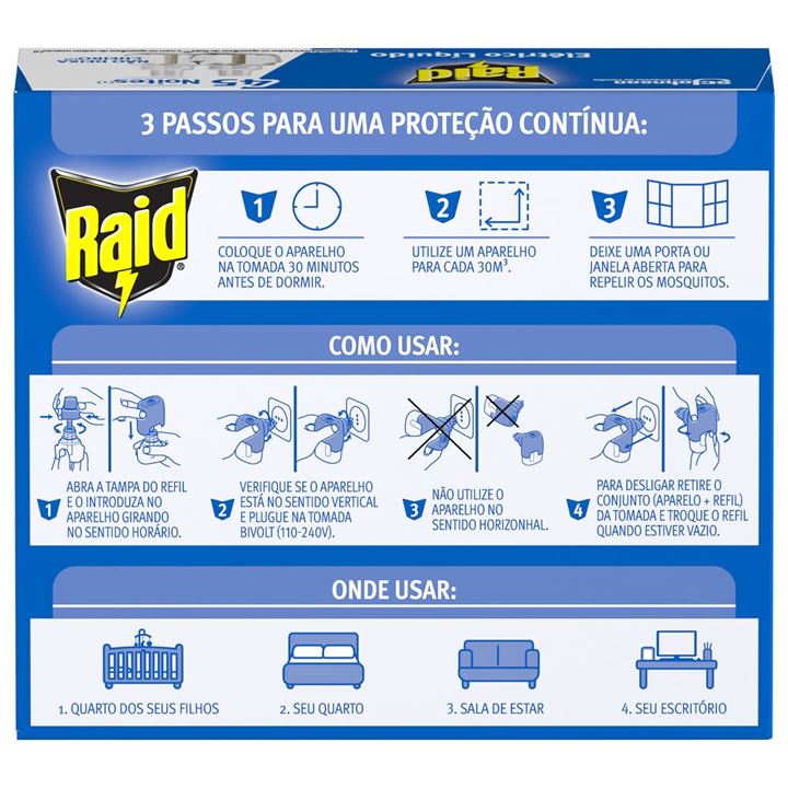 Refil Repelente Elétrico Líquido Raid 2un de 32,9ml