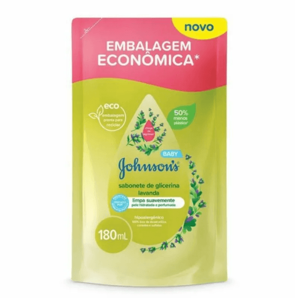 Sabonete Líquido Johnsons Baby Glicerina Lavanda Refil 180ml