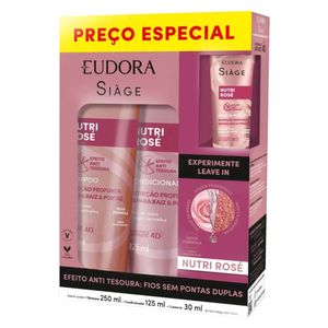 Kit Eudora Siàge Nutri Rosé Shampoo 250ml + Condicionador 125ml + Leave-in 30ml