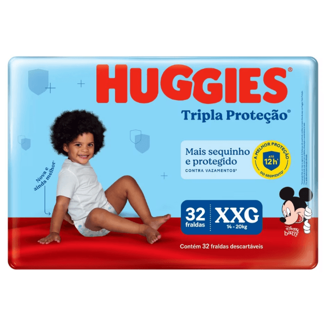 Fralda Huggies Tripla Proteção Mega XXG com 32 Unidades