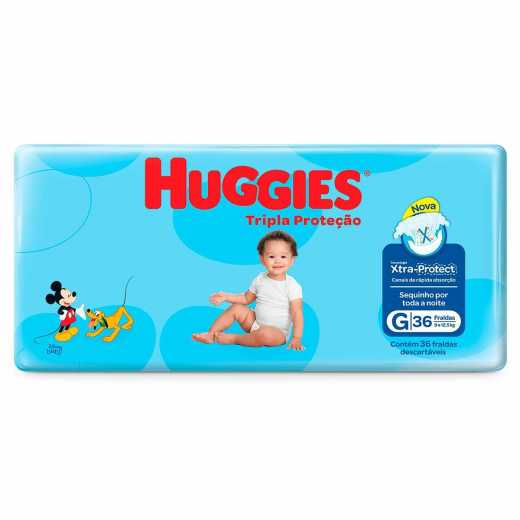 Fralda Huggies Tripla Proteção Mega G com 36 Unidades