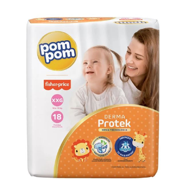 Fralda Pom Pom Derma Protek XXG com 18 Unidades