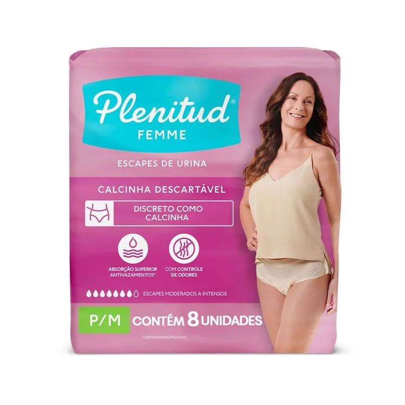 Fralda Plenitud Active Feminina P/M com 8 Unidades