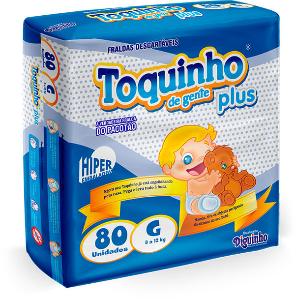 Fralda Toquinho de Gente G Pacote com 80 Unidades
