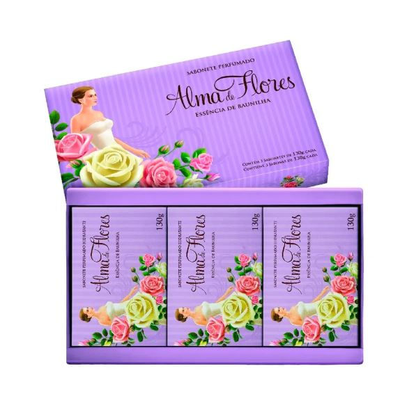 Kit Sabonete Alma de Flores Essência de Baunilha 3 com 130g cada