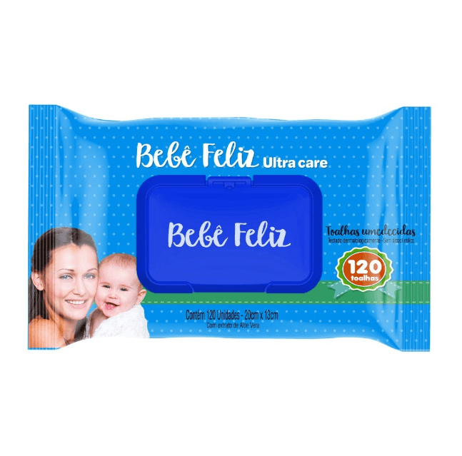 Toalhas Umedecidas Bebê Feliz Ultra Care com 120 Unidades
