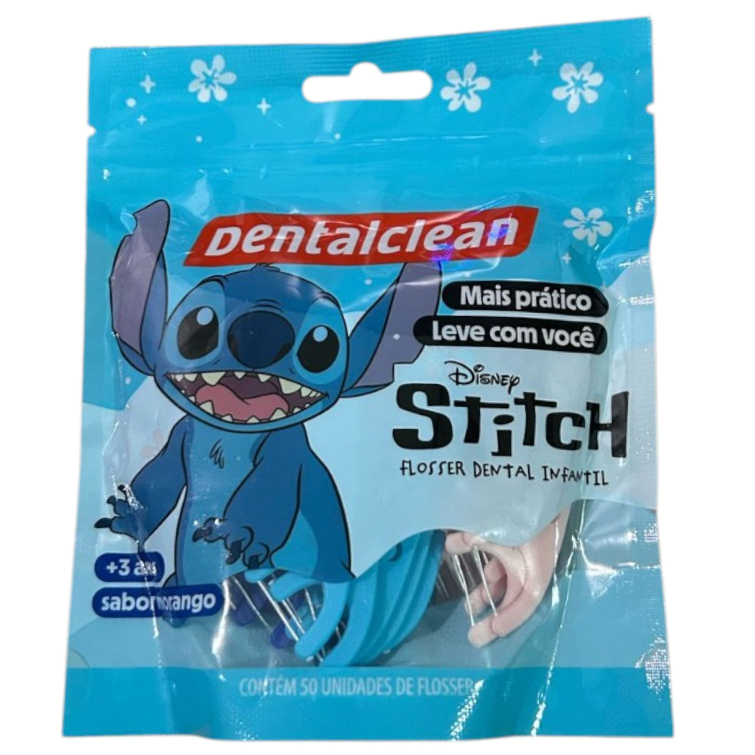 Fio Dental Flosser Infantil do Stitch com 50 Unidades