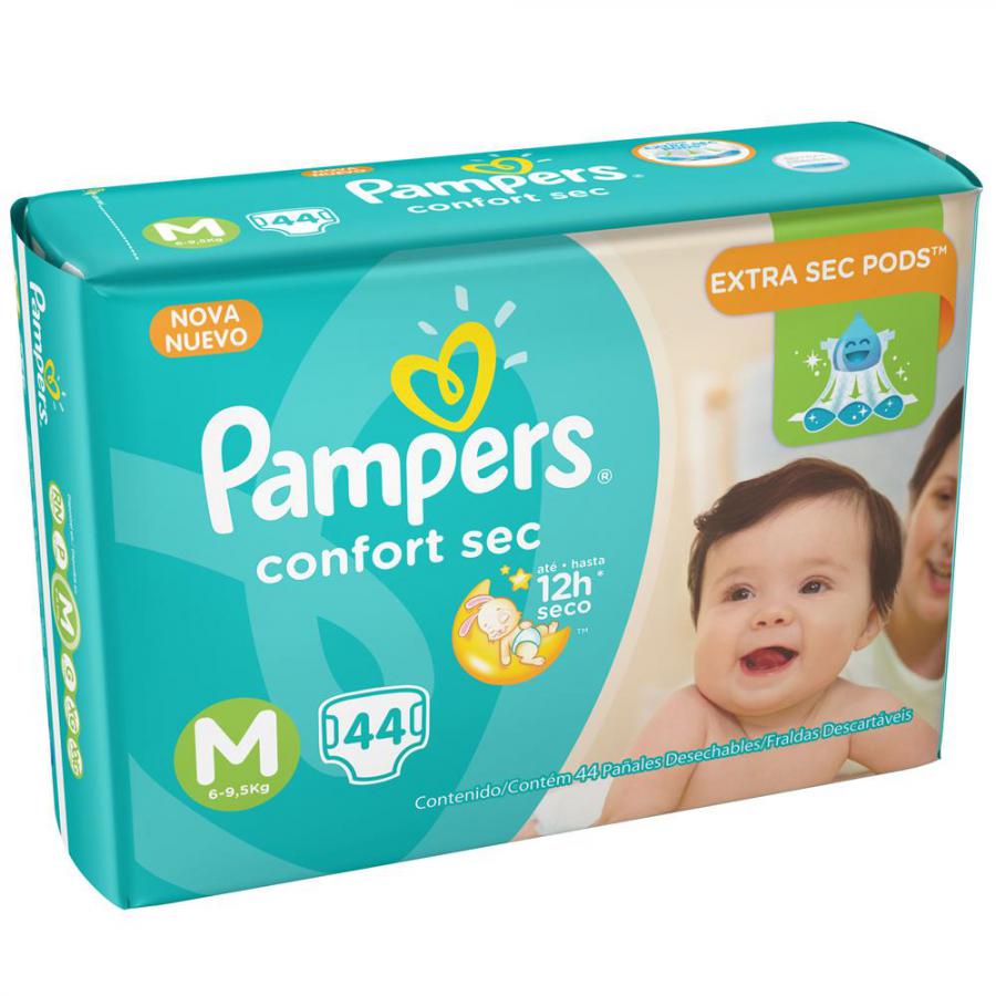 Fralda Pampers Confort Sec M com 44 unidades