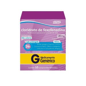 Cloridrato de Fexofenadina 180mg Teuto Antialérgico 10 Comprimidos