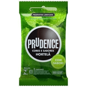 Preservativos Prudence Cores e Sabores Hortelã Com 03 Unidades