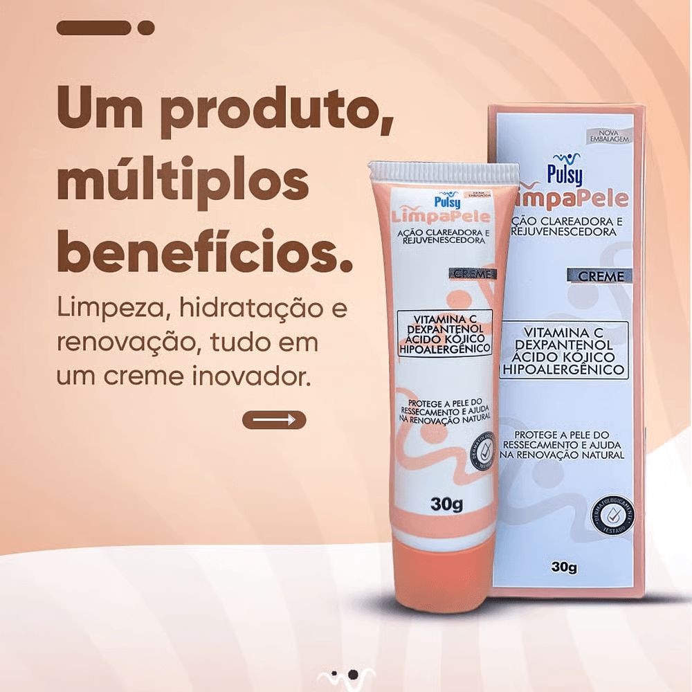 Creme Clareador e Rejuvenescedor Facial Pulsy 30g