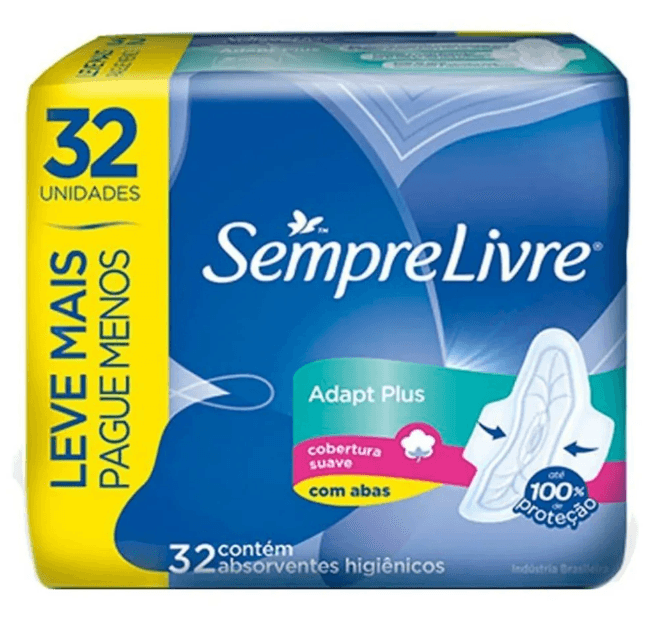 Absorvente Sempre Livre Adapt Plus com Abas 32 Unidades