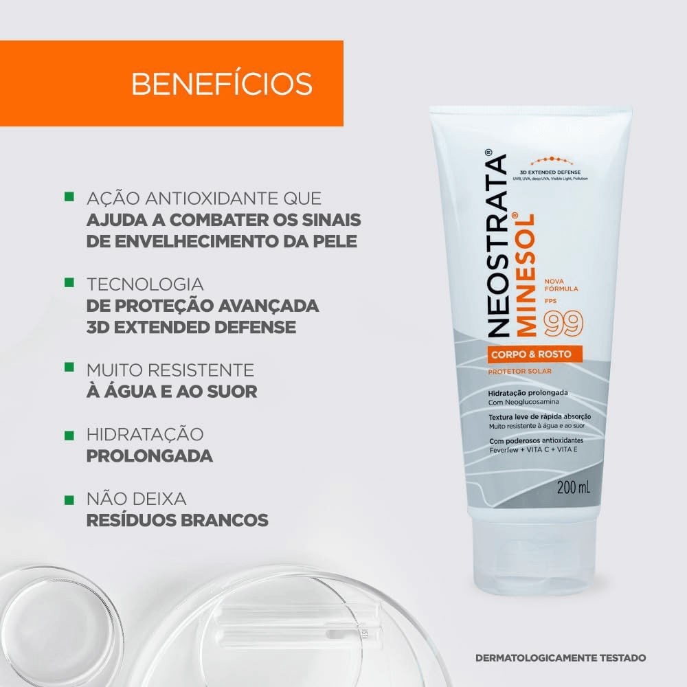 Neostrata Protetor Solar FPS 99 Corpo e Rosto Antioxidante 200ml