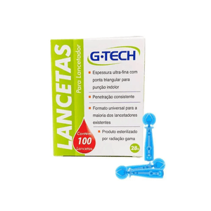 Lanceta para Lancetador Ultra Fina G-tech Glicemia 28g 100un