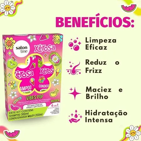 Kit Salon Line Xêrosa Vibes Pop: Shampoo 200ml e Condicionador Multy 300ml