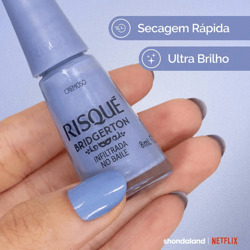 Esmalte Azul Risqué Bridgerton Infiltrada no Baile Cremoso 8ml